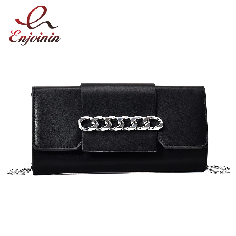 

Fashion silver chain decoration pu leather casual ladies handbag chain purse women's crossbody mini messenger bag shoulder bag