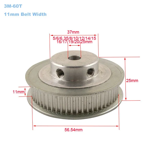 HTD 3 м 60 т шкив внутреннее отверстие 5/6/6,35/8/10/12/14/15/16/17/19/20/25 мм 11 Ширина ЧПУ синхронизации колесо синхронизации ролики