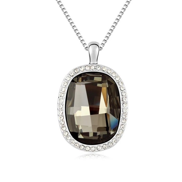 Wholesale Women's 18K White gold GF Use Quality Austria Crystal Gorgeous Mirror Pendant Chain Necklace Free Shipping | Украшения и