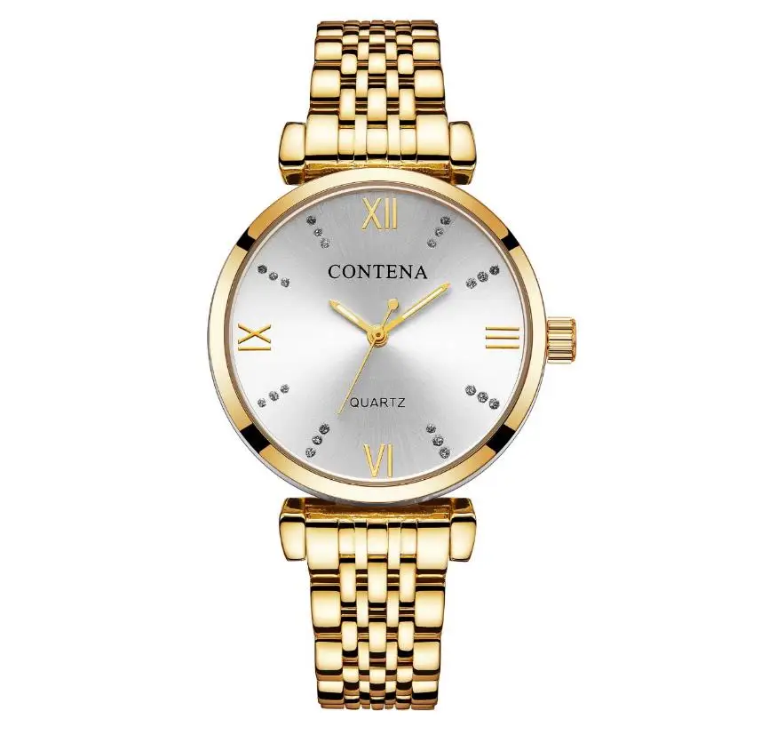Розовое золото женские часы браслет из нержавеющей стали Кварцевые наручные часы женские минималистичные стильные модные повседневные женские часы - Цвет: Золотой