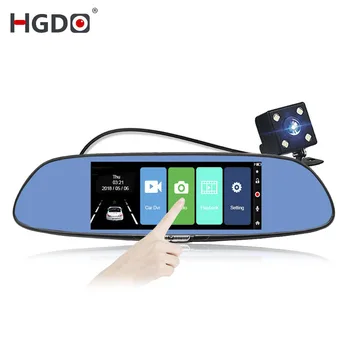 

HGDO 7" Touch Screen Car DVR Dual Lens Camera Rearview Mirror Video Recorder Dash Cam Auto Camera Portable Recorder with 2