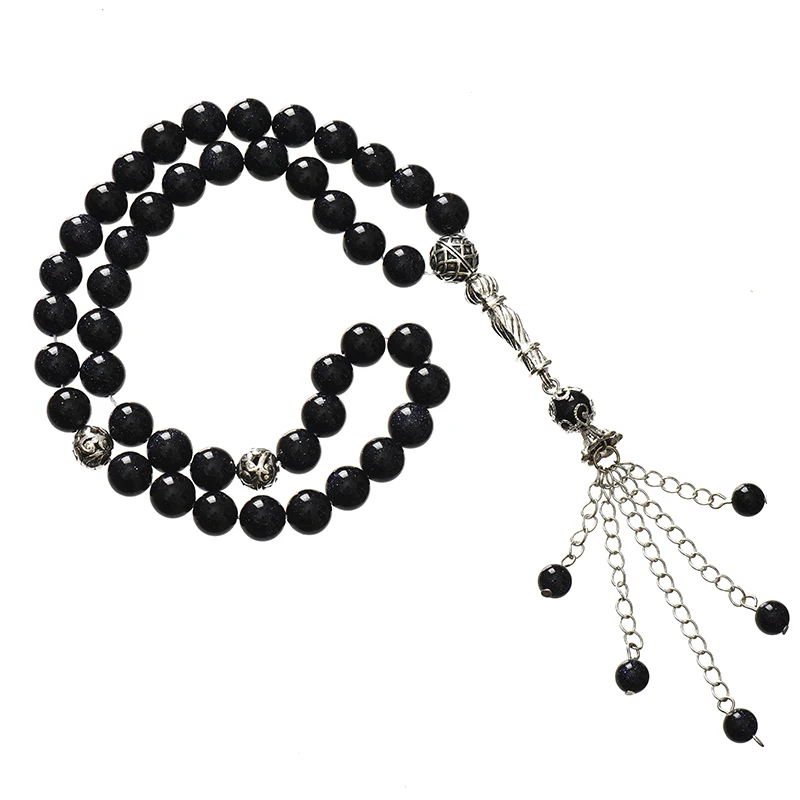 

Shining 8mm Round Blue Sandstone Making Handmade Prayer Rosary Fashion Bracelts 16inch F043