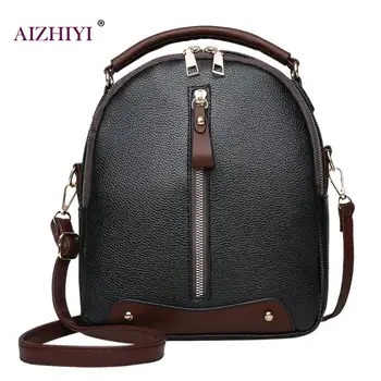 

PU Leather Women Messenger Backpacks High Quality Girls Casual Zipper Shoulder Backpacks Fashion Portable Travel School Bag