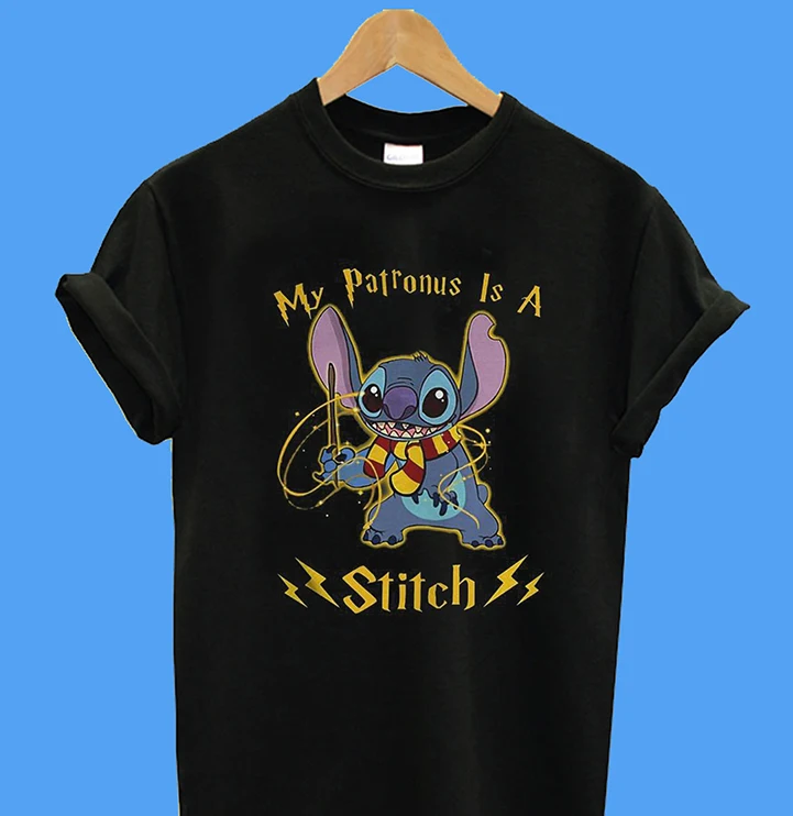 

Summer funny print men tshirt women My Patronus Is a Stitch T-Shirt