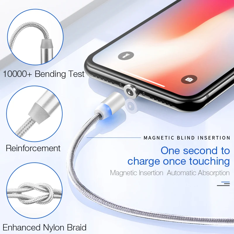  Cafele USB Kabel für iPhone/Micro USB/Typ C Magnetic Led-beleuchtung USB Kabel für iPhone XS Xiaomi