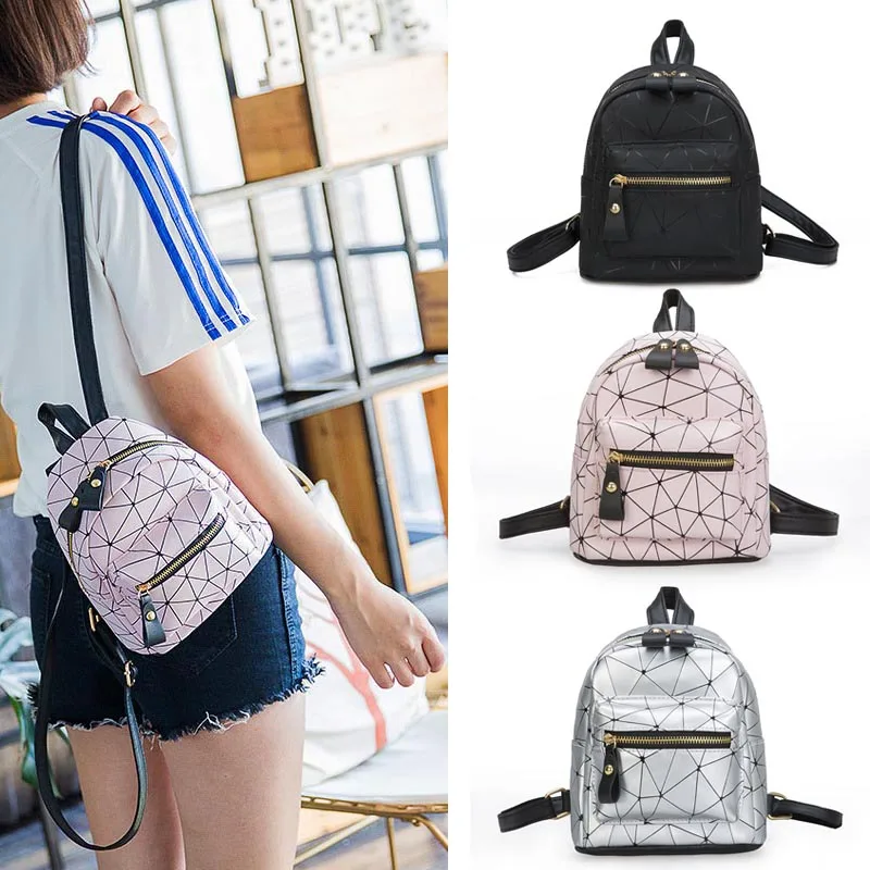

New Lady Girl Student Backpack Zipper PU Leather Mini Fashion For Travel Mobile Phone BS88