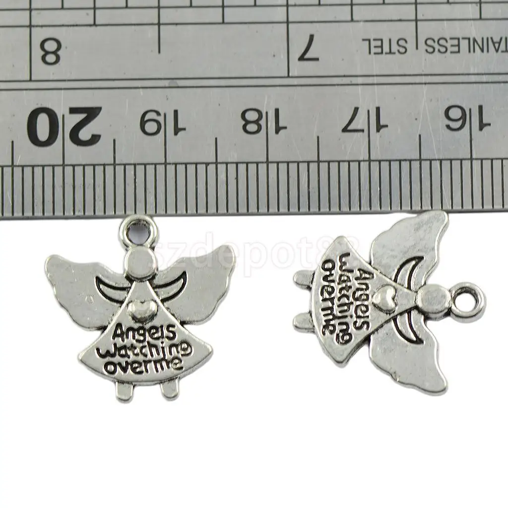 30 Tibetan Silver Color Angel Charms Pendants Angels Watching over me Jewelry DIY 3