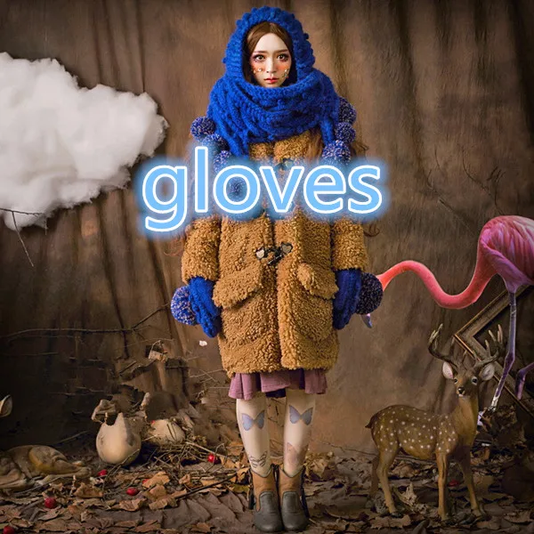 gloves BomHCS шапочка шарф и перчатки с помпоном ручной работы зимние теплые толстые вязаные шапки - Цвет: gloves