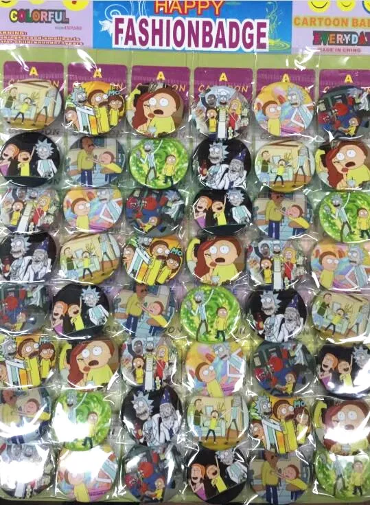 

New 48pcs/set Cartoon anime Rick And Morty Round Brooch Button Pin 4.5 cm DIY kids party Gift