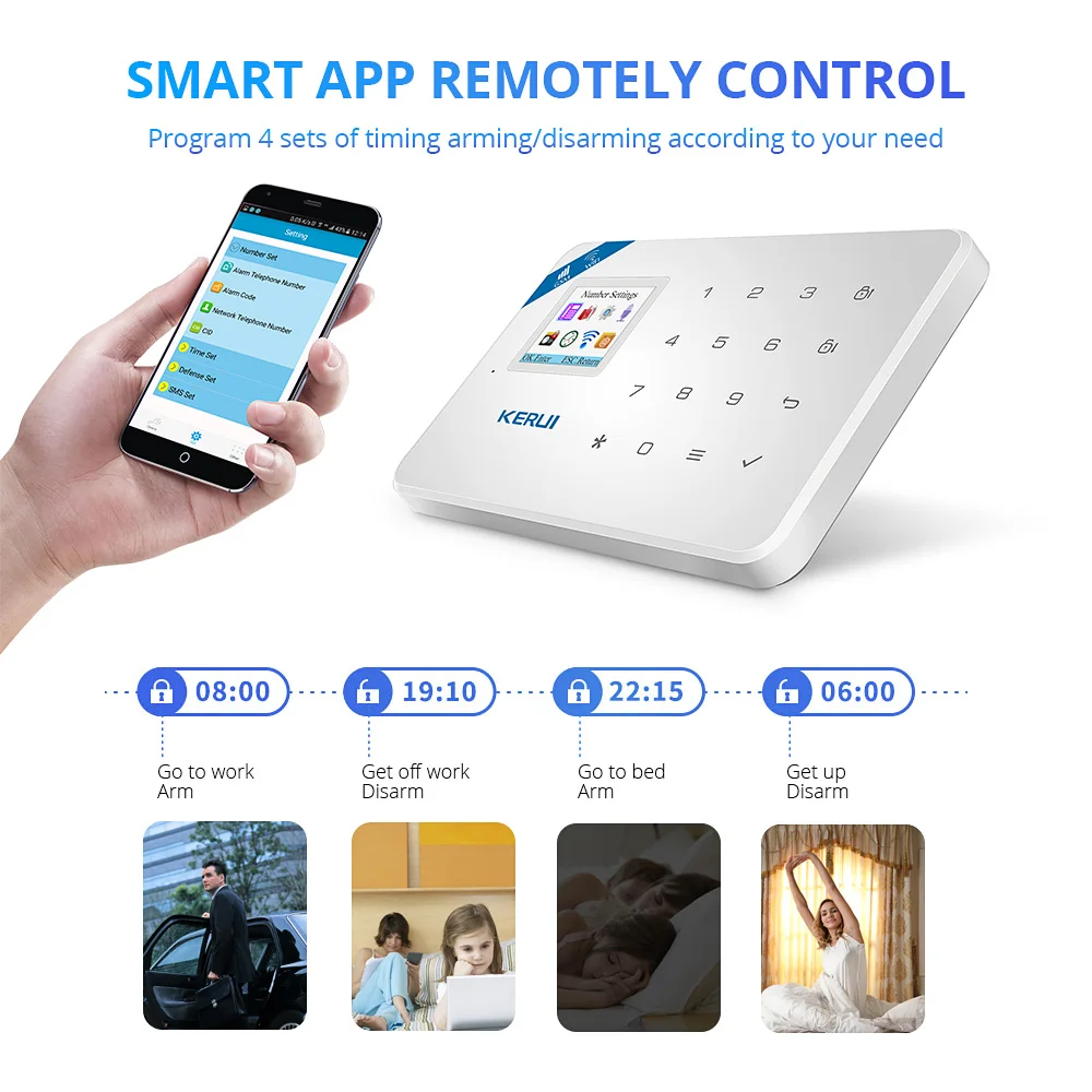 KERUI W18 inalámbrico WiFi GSM sistema de alarma Android ios APP Control hogar seguridad sistema de alarma con sensor de movimiento PIR IP cámara