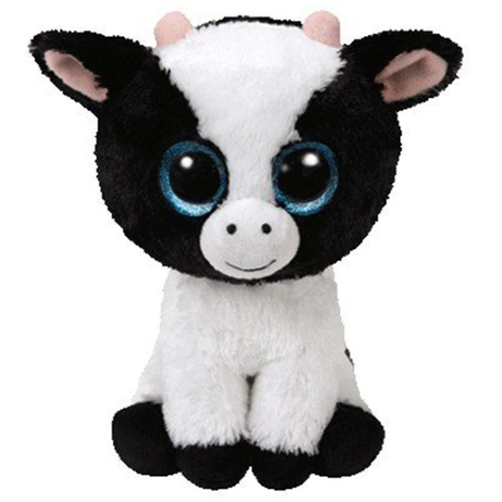 

Pyoopeo Ty Boos 6" 15cm Butter the Cow Plush Regular Soft Big-eyed Stuffed Animal Collectible Doll Toy with Heart Tag