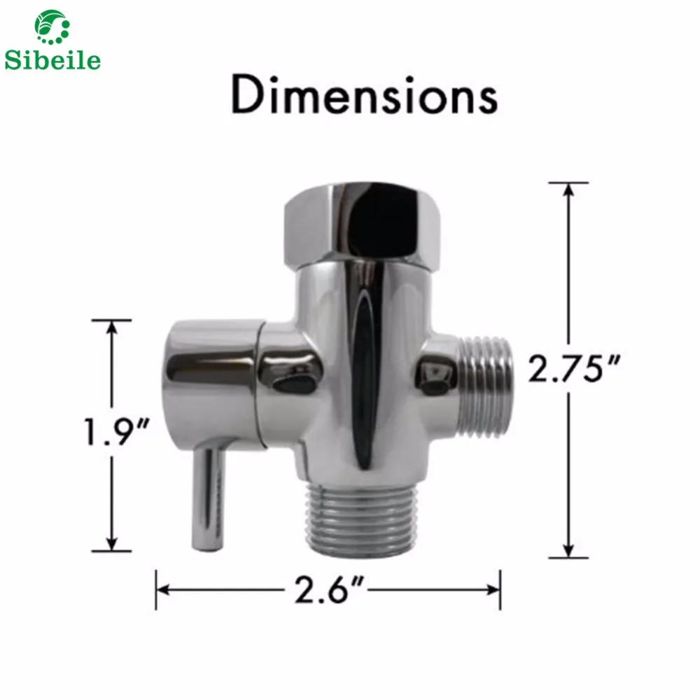 SBLE US Standard of 3 Way Shower Faucet Diverter With Shut-off Valve Switch T- Adapter Valve For Toilet Bidet Sprayer