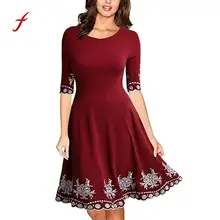 Women Fashion Half Sleeve O-neck Print Casual Slim S-5XL Mini Dress