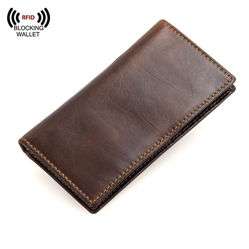 Men Bifold Leather Pocket Card Holder Purse Suit Long Wallet Checkbook R