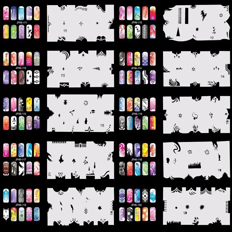 OPHIR 320 шт./лот 3200 дизайнов ногтей краски трафареты/шаблон листы Аэрограф для дизайна ногтей трафареты ногтей краски инструменты_ JFH1-JFH16