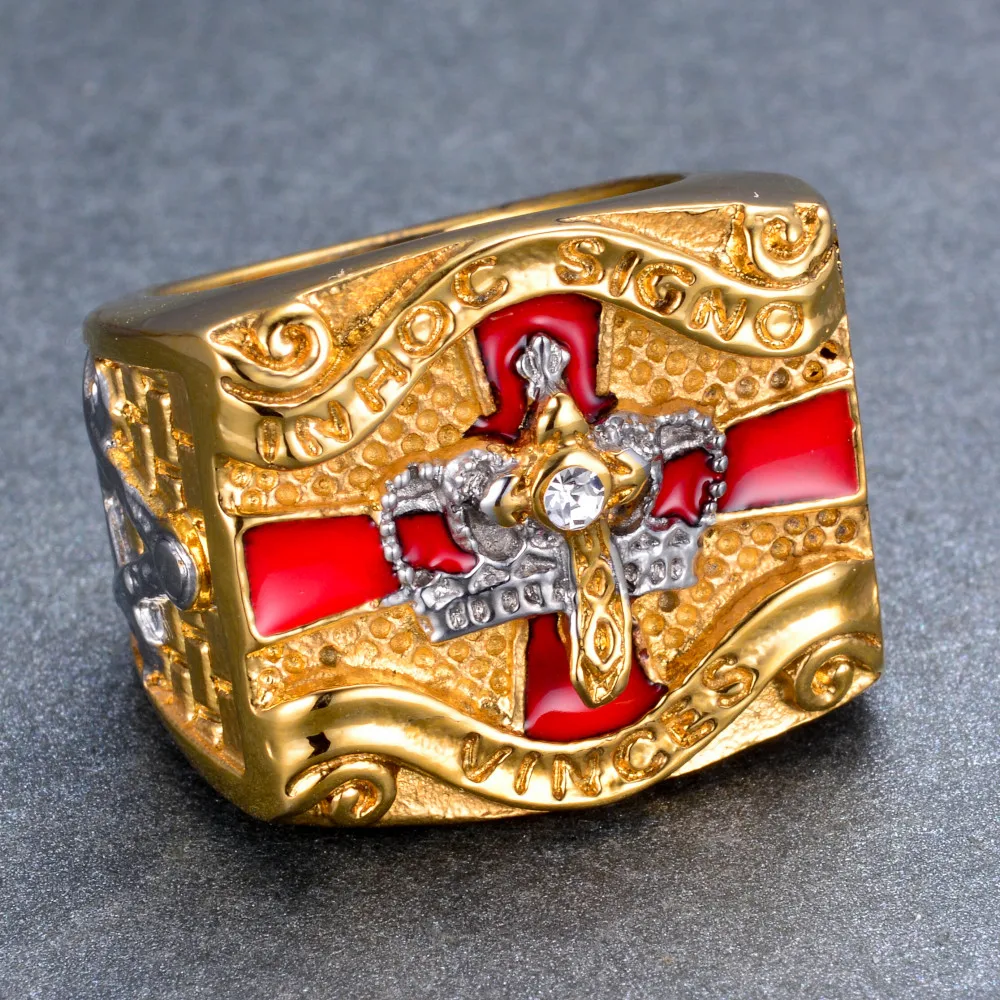 316L Нержавеющая Сталь Рыцарь тамплиер масонское кольцо золотого цвета крест и корона кольца