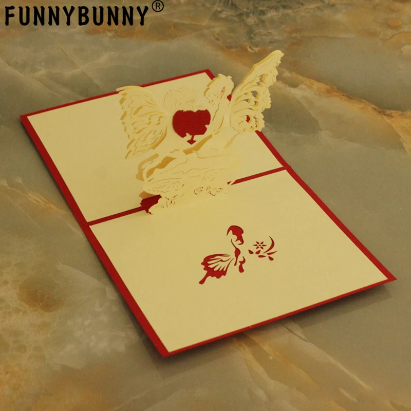 FUNNYBUNNY Angel Heart Pop Up Card 3D бумажные открытки для всех случаев романтики влюбленные