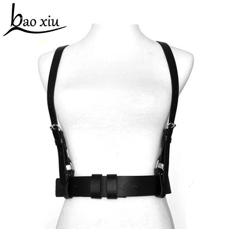 

New Simple thin body Faux Leather Harness Bondage belts punk Cage Shoulder Wraped Waist Straps Suclpting Belt Harajuku Garters