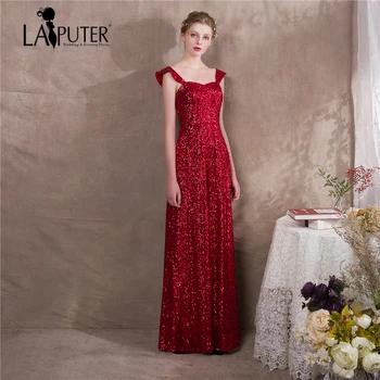 

Laiputer Bride Dress Pants Red Evening Party Gown Straps Sequins Sweetheart Neck Fashion Evening Prom Dresses