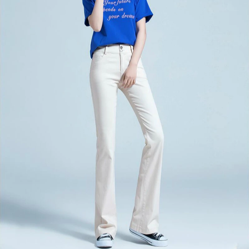 

2020 new spring and autumn office lady cotton high waist plus size brand female women ladies girls flare pants clothes 79418