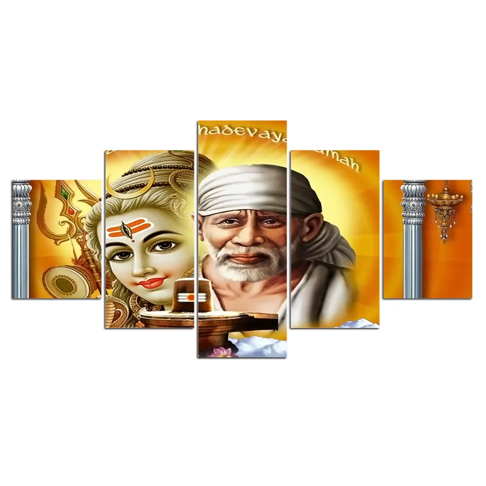 Настенные художественные HD печатные украшения для дома 5 шт. Sai Baba рисунок на