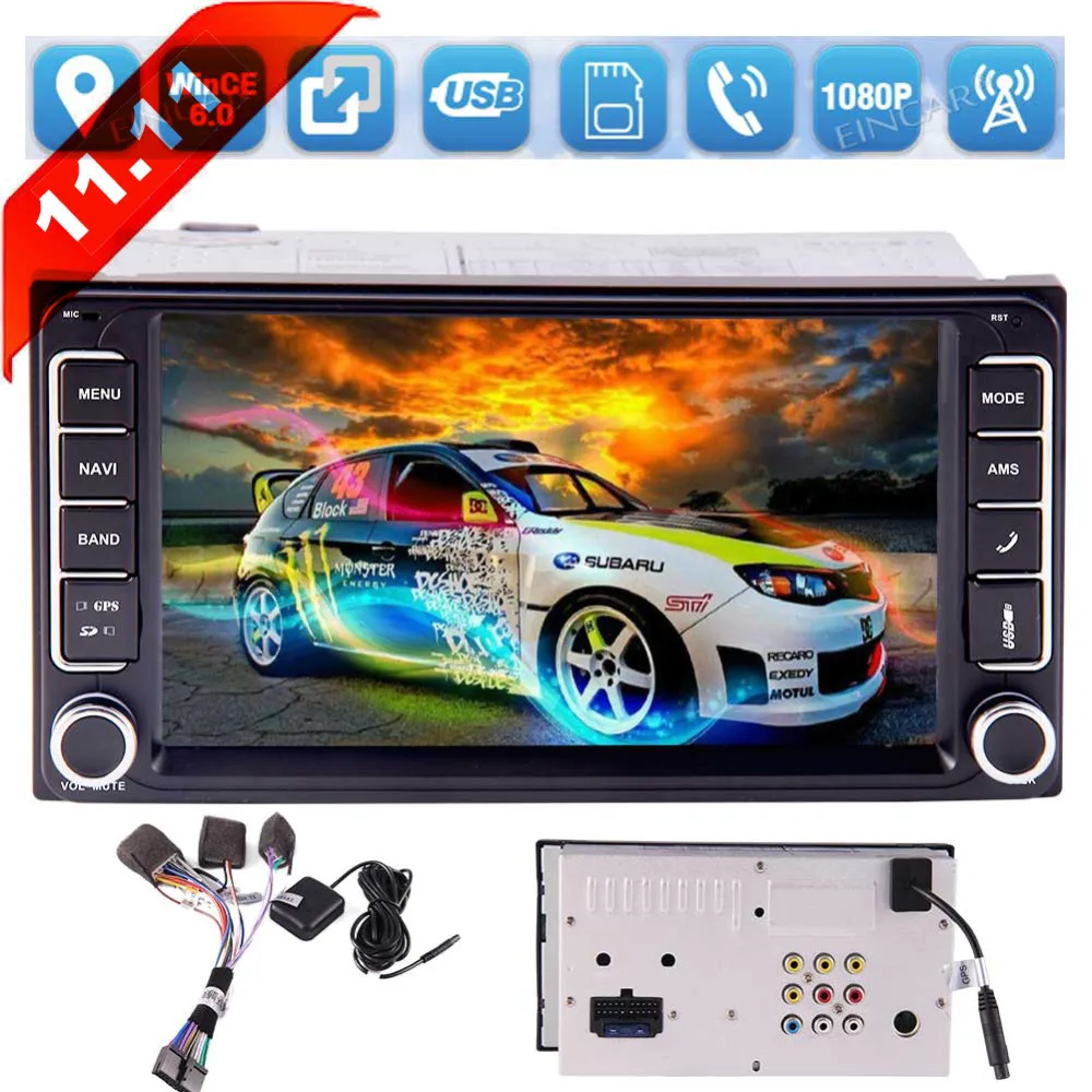 

Support USB/SD/TF/AV-IN/ Eincar GPS Navigation Double din 2 din Car Stereo HD Multi-Touchscreen Autoradio for Toyota Bluetooth