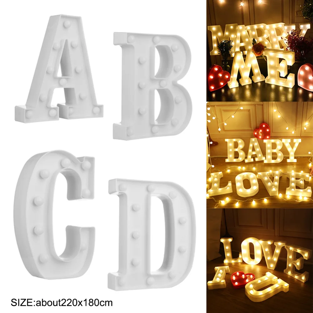  26 Letters Fun White Plastic LED Night Light Marquee Sign Alphabet Lights Home Club Outdoor Indoor  - 32948290325