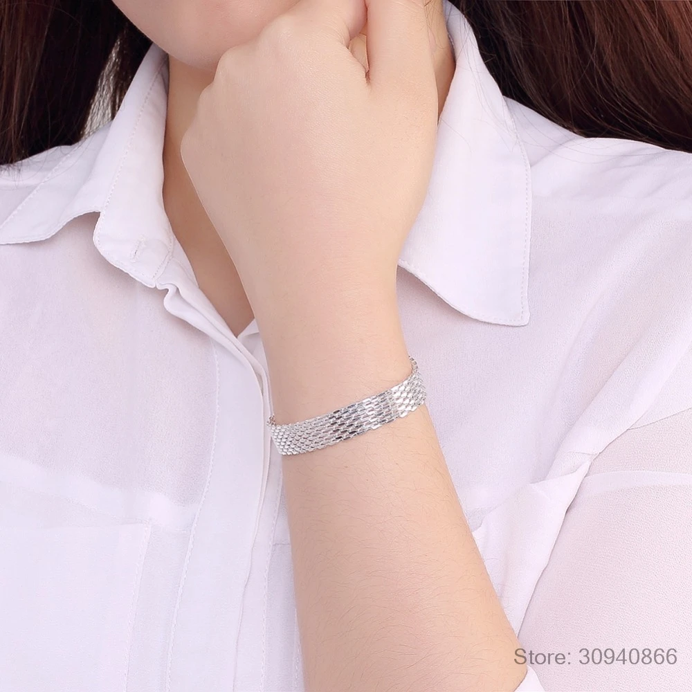 LEKANI Женская Мода браслет 925 серебро мягкий ремешок браслет и браслеты fine jewelry Pulseiras де Прата