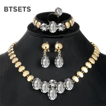 BTSETS, Свадебные Ювелирные наборы для женщин, роскошный Африканский Свадебный комплект ювелирных изделий, круглые стразы, нигерийские бусы, ожерелье, ювелирный набор