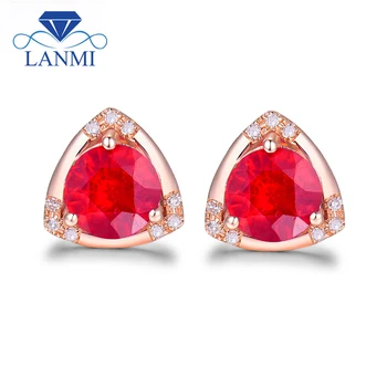 شراءالمحبة الطبيعية روبي الزفاف القرط تصميم ريال 18Kt ارتفع الذهب وعد الماس غرامة مجوهرات للزوجة هدية للذكرى السنوية