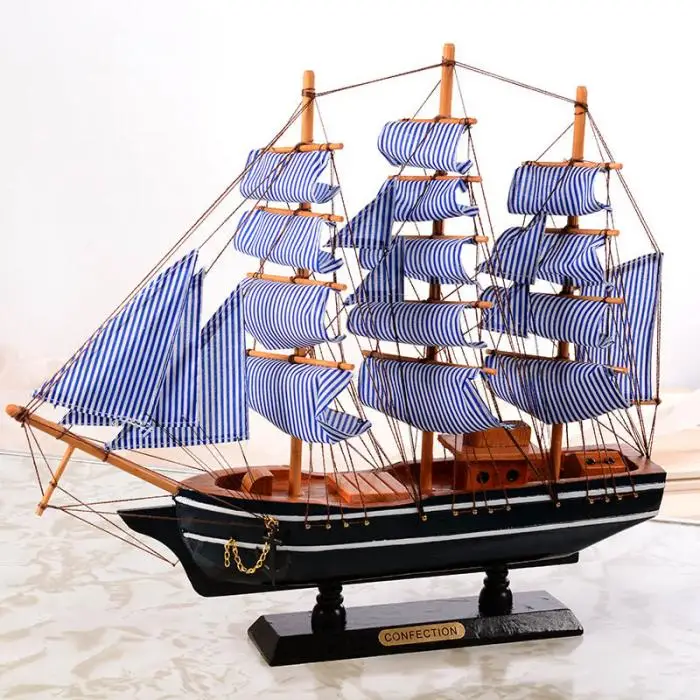 Винтажный Средиземноморский стиль морской мореходный Деревянный Парусный Корабль деревянные поделки украшение дома ручной работы резная морская модель лодки