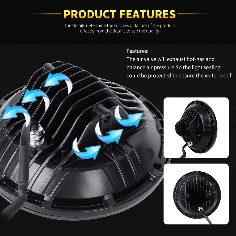 7 inch LED Headlight Assembly Bulk Car Driving Light Hi/Lo DRL 12V LED headlamp for Truck 4x4 Off-road Vehicle 7 inch LED Headlight Assembly Bulk Car Driving Light Hi/Lo DRL 12V LED headlamp for Truck 4x4 Off-road Vehicle