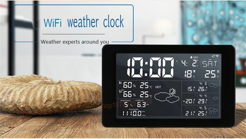 Смарт WiFi Метеостанция Будильник с подсветкой цифровые часы настольные часы Поддержка погоды на следующие 3 дня