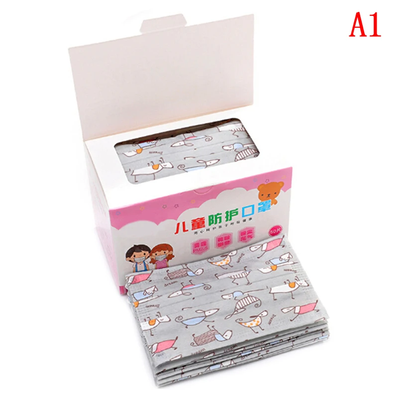 50Pcs Non-Woven Medical Earloop Respirator Cover Cartoon 3 Layer Mouth Face Mask Child Kids Disposable Anti Dust Mouth Mask