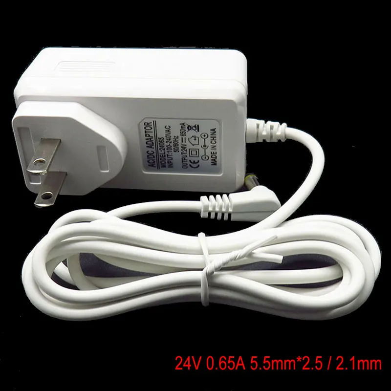 

US Plug Air Humidifier Aromatherapy EU Adapter Lamp Power Adapter Charger 100-240V AC to 24V DC Power 0.65A 5.5mm*2.5/2.1mm