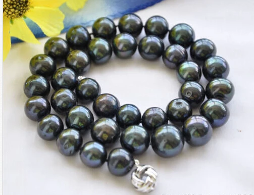 

~~ BJC 000150 ROUND BLACK Freshwater cultured PEARL NECKLACE Discount AAA