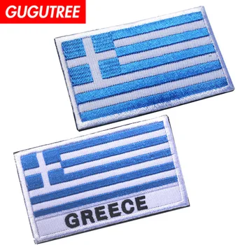 

GUGUTREE embroidery HOOK&LOOP greece flag patch national flag patches badges applique patches for clothing AD-297