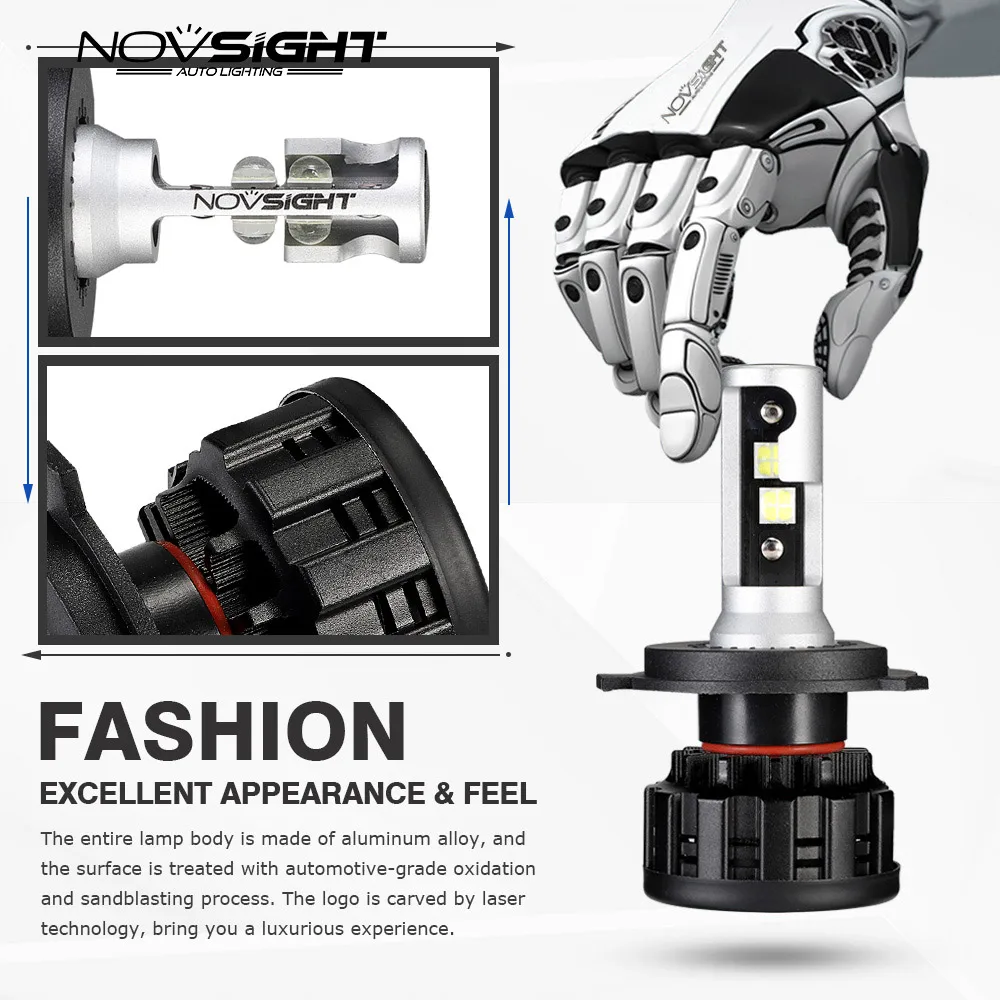 NOVSIGHT супер маленький светодиодный лампы для передних фар H4 H1 H7 H11 H8 9005 9006 60 Вт 16000LM