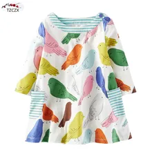 TZCZX/платья для маленьких девочек с принтом птиц; хлопок; Одежда для девочек 3-6 лет
