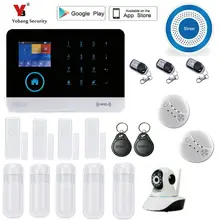 Yobang wi-fi sem fio de Segurança do sistema de alarme gsm TFT visor da porta sensor home security sistemas de alarme Detector de Fumaça Sem Fio kit