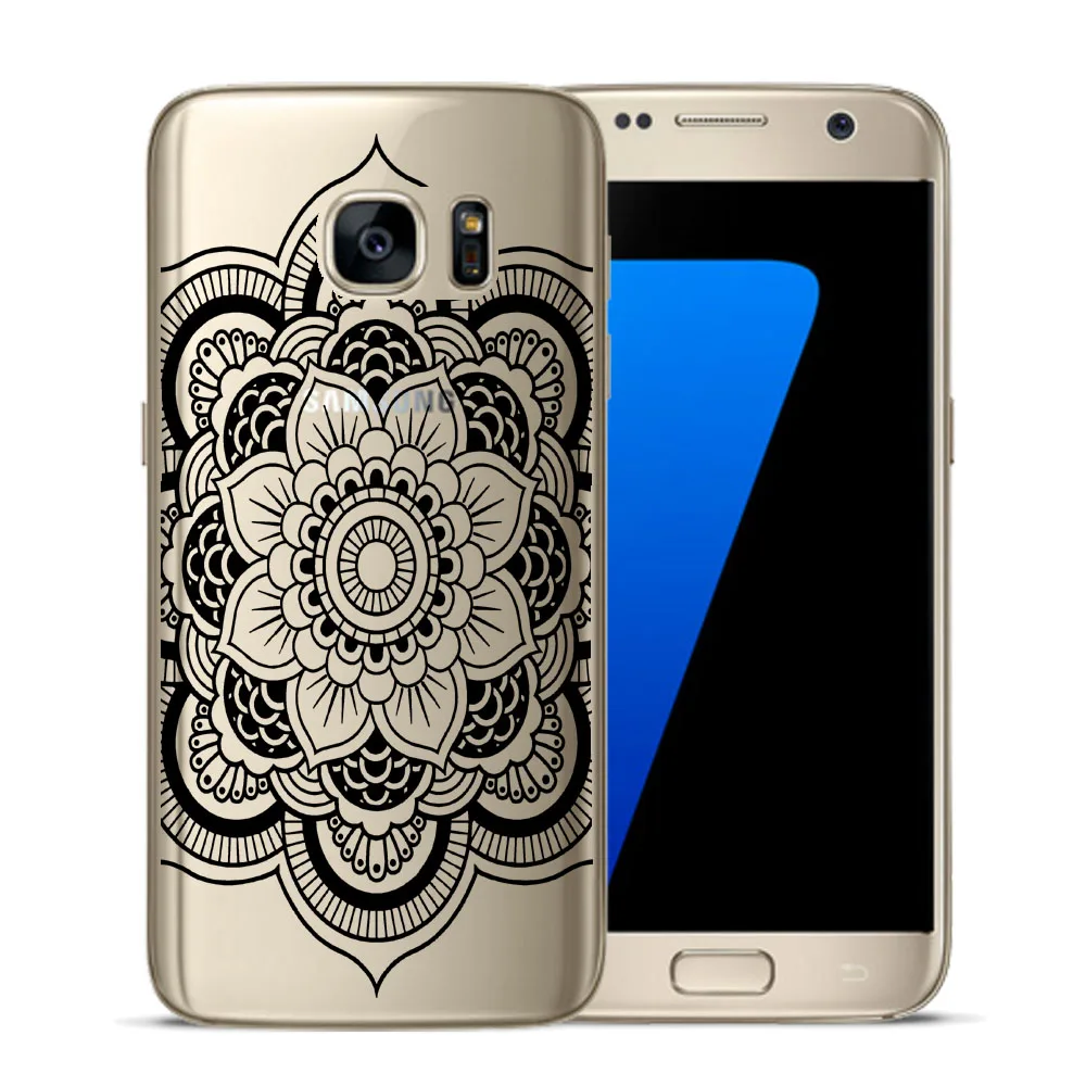 Мягкий чехол из ТПУ с цветочным кружевом и мандалой для Samsung Galaxy S5 Mini S6 S7 Edge S8 S9 S10