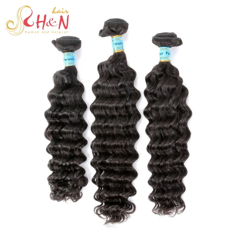 1H&N Hair Peruvian Deep Wave 6A High Quality Deep Wave Virgin Hair Human hair Weft  3pcslot Free Shipping and fast delivery