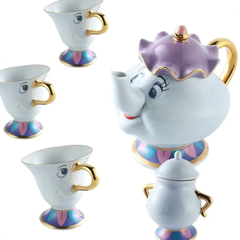 New Cartoon Beauty And The Beast Teapot Mug Set Christmas Gift Hot sale