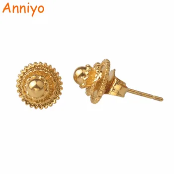 

Anniyo (6Pairs)1CM Small Ethiopian Baby Earrings(Copper & Gold Color)Wholesale Arab African Jewelry for Girls/Kids Gift #092006