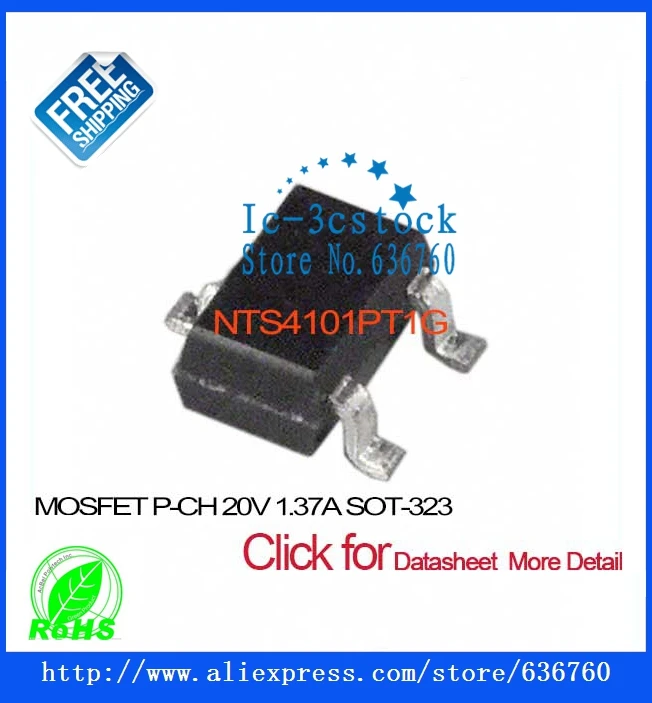 P SOT-323 ON SEMICONDUCTOR NTS4101PT1G MOSFET 50 pieces 20V P SOT-323 ON SEMICONDUCTOR NTS4101PT1G MOSFET 50 pieces 20V