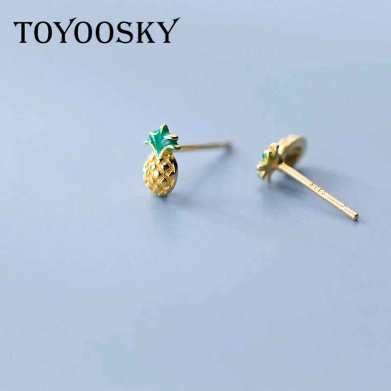 Летние крошечные милые серьги-гвоздики в форме ананаса с фруктами, настоящее 925 пробы, серебряные серьги-гвоздики, предотвращающие аллергию, вечерние серьги для девочек на день рождения
