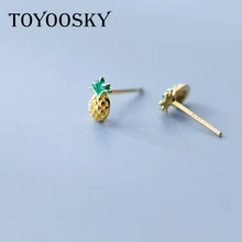 Летние крошечные милые серьги-гвоздики в форме ананаса с фруктами, настоящее 925 пробы, серебряные серьги-гвоздики, предотвращающие аллергию, вечерние серьги для девочек на день рождения