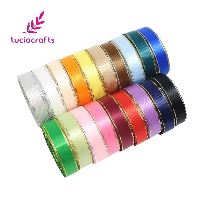

6/10/15/22mm Solid Color Christmas Satin Ribbons With Edge Hair Bow Garment Accessories DIY Handmade Materials Q0301