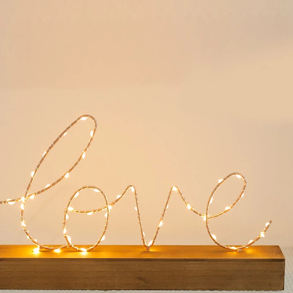 Нордическая проволока ночник настольная декоративная любовь/домашняя форма письмо лампа для гостиной_ WK