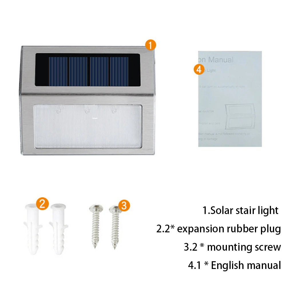 4 шт. светодиодный солнечный свет наружное украшение сада из нержавеющей стали датчик солнечного света водонепроницаемый садовый лестничный двор лампы для дорожек